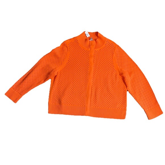 Talbots Womens Orange Cardigan Sweater Jacket Snap Closure 3X Coolmax - Picture 2 of 9